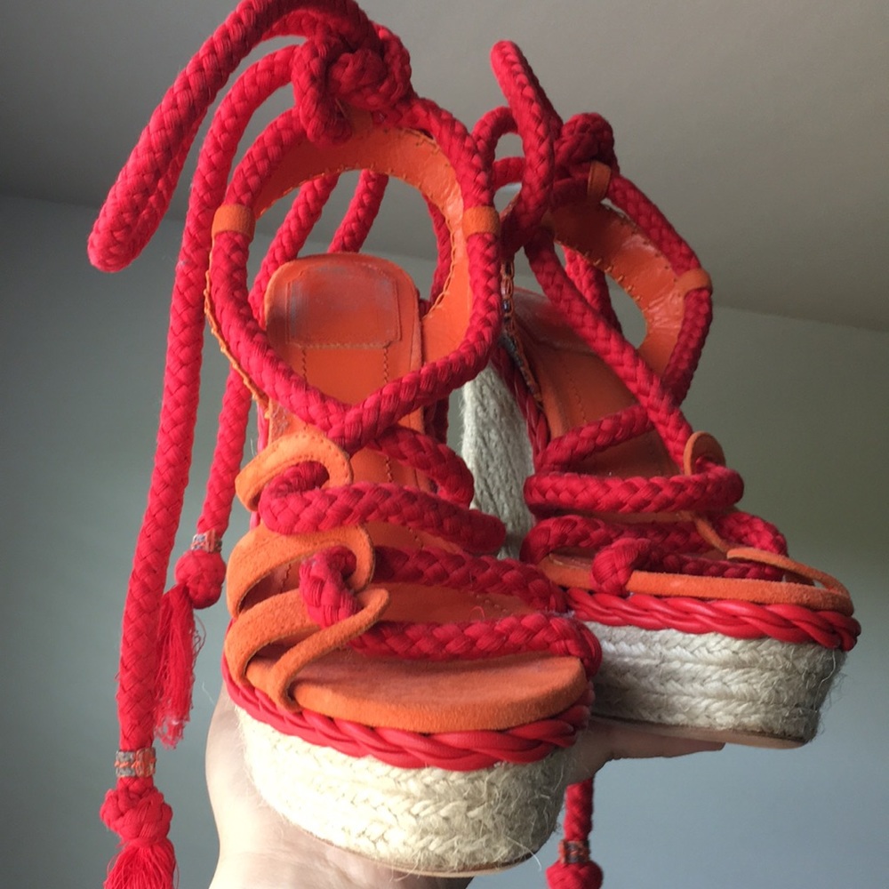 Christian Dior Lace-up Platform Wedges